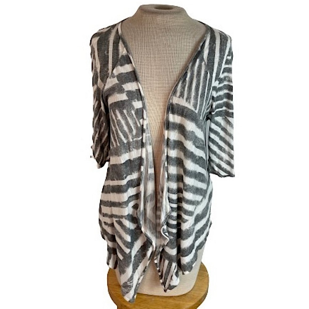 ELLA MOSS Black & White Striped Open Front Lightweight Cardigan – Size XS